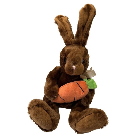 Wishpets Caramel Brown Plush Bunny Rabbit Carrot Floppy Ear Polyester Fiber 11" - Picture 1 of 8